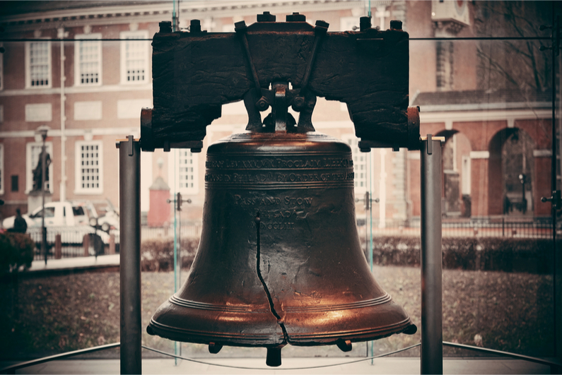 Liberty Bell and Independence Hall in Philadelphia